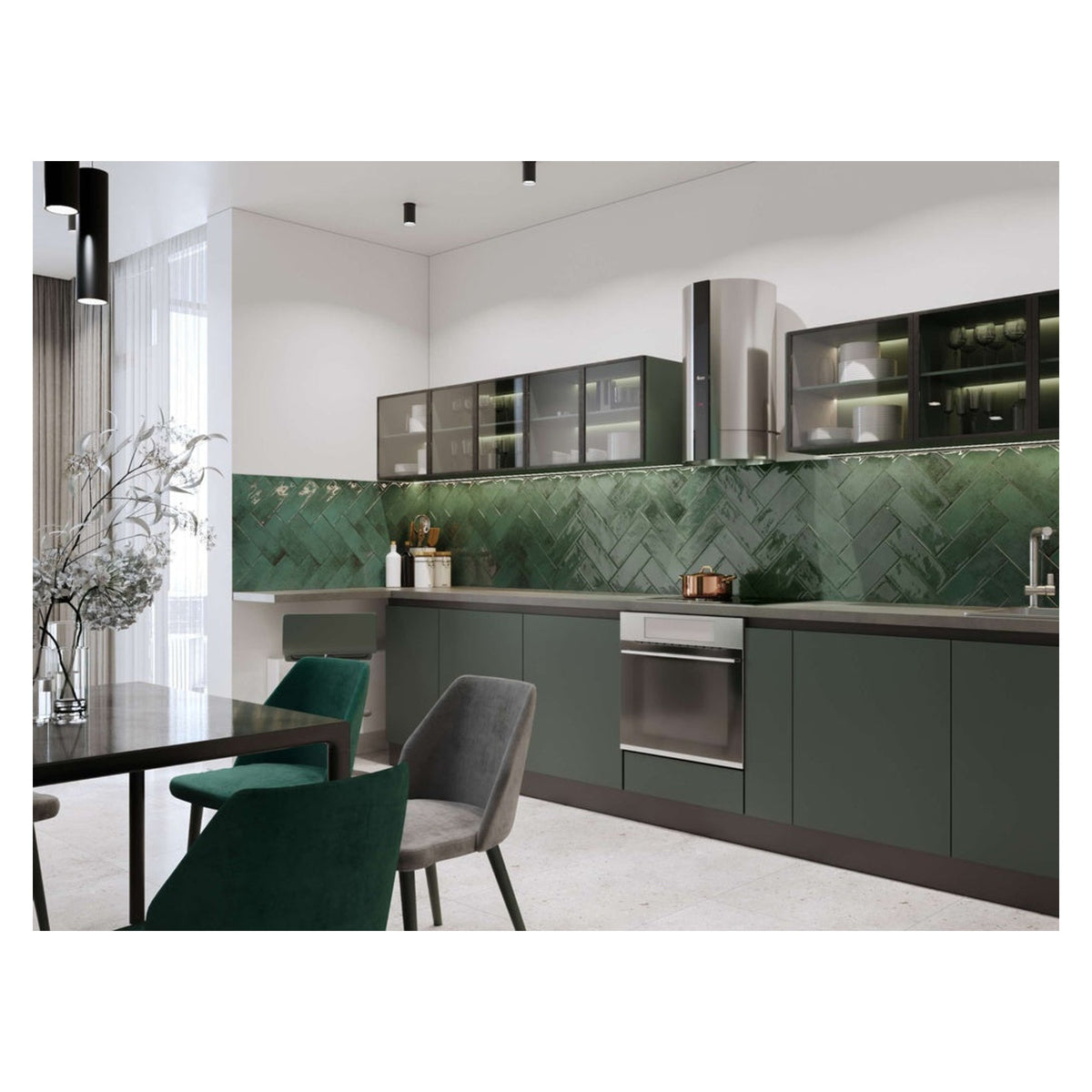 Vintage Ceramic Wall Tile 300 x 100 x 7mm - 0.84m2 Green