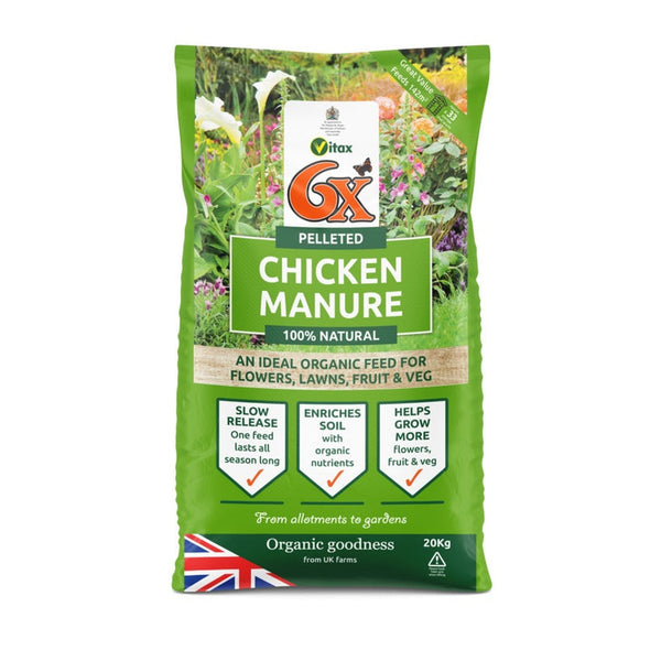 Vitax 6X pelleted chicken manure 20kg bag