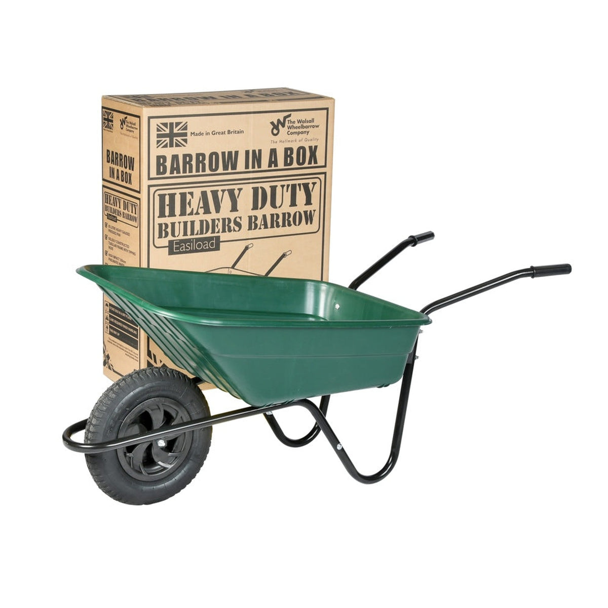 Walsall Wheelbarrow Shire Green 90L polypropylene barrow with pneumatic wheel