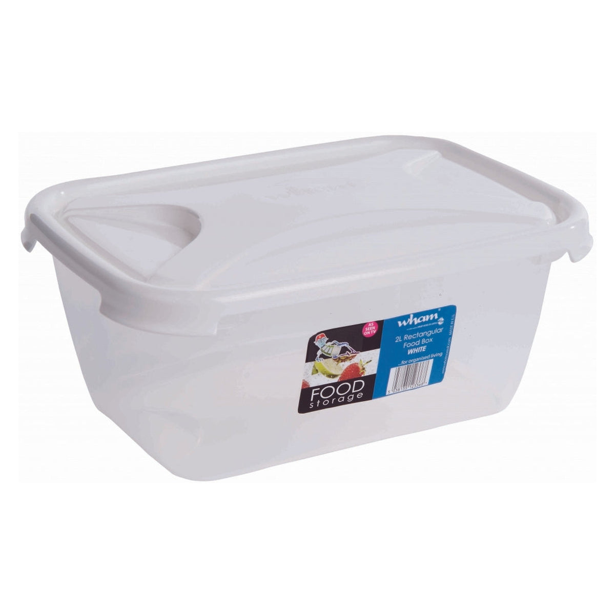 Wham 1.6L rectangular food storage container with white lid