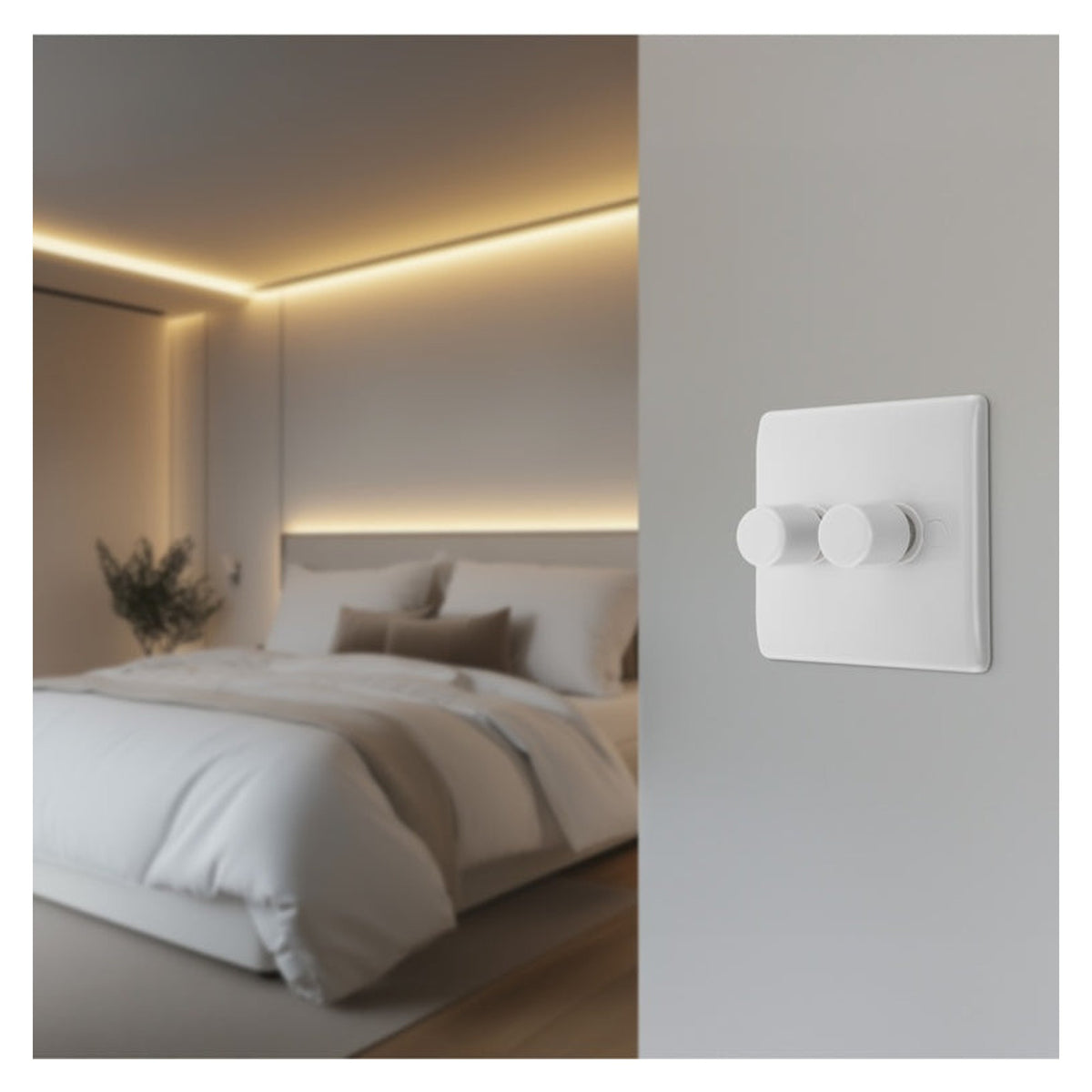 White Moulded Double 2 Way Dimmer Switch - 200w, view 7