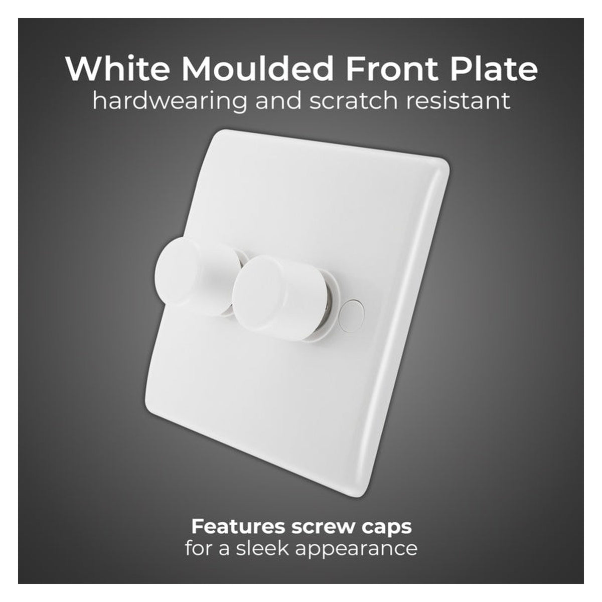 White Moulded Double 2 Way Dimmer Switch - 200w, view 9