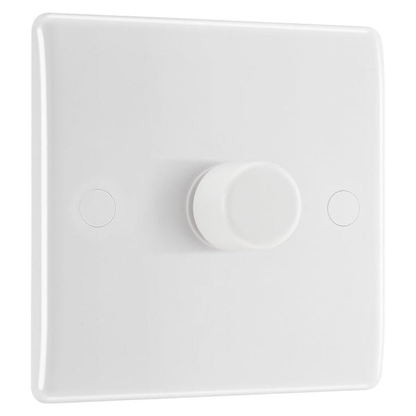 White Moulded Single 2 Way Dimmer Switch - 200w
