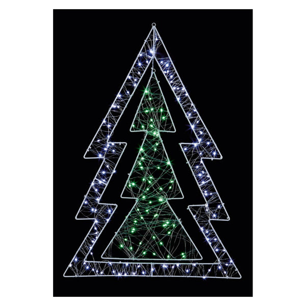 White Pin Wire Double Tree 80cm - 180 Green & White LEDS
