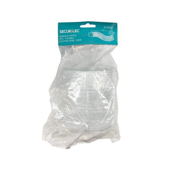 White PVC Flexible Ducting Hose 3m x 100mm - 4"