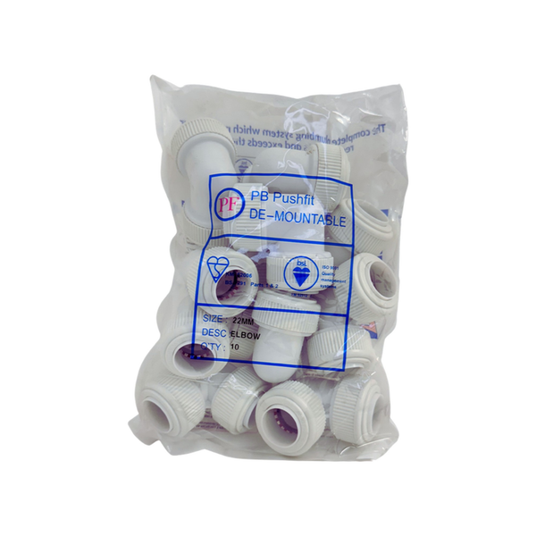 Whitespeed 22mm push-fit elbows pack of 10