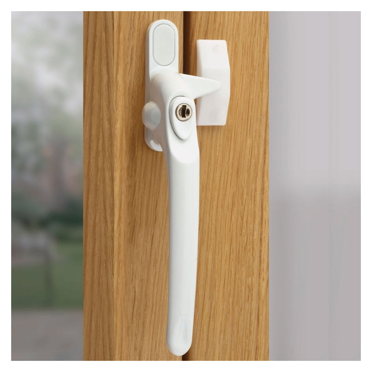 Window Handle L/H Locking White - 21mm