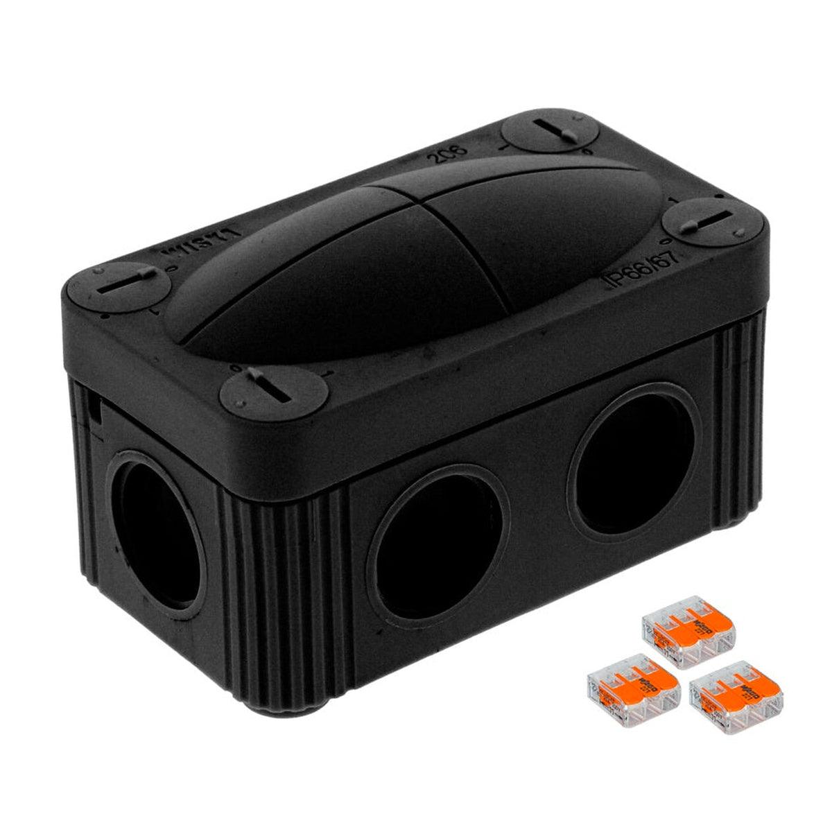 Wiska Combi 206/3 black IP66/67 junction box with WAGO connectors