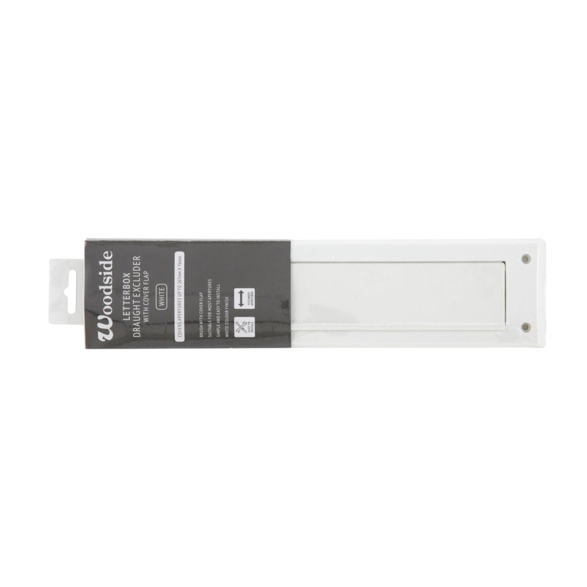 Woodside white letterbox draught excluder with cover