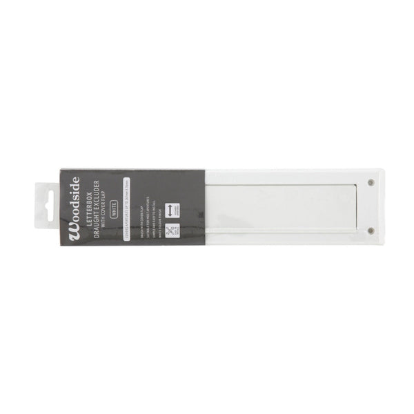 Woodside white letterbox draught excluder with cover