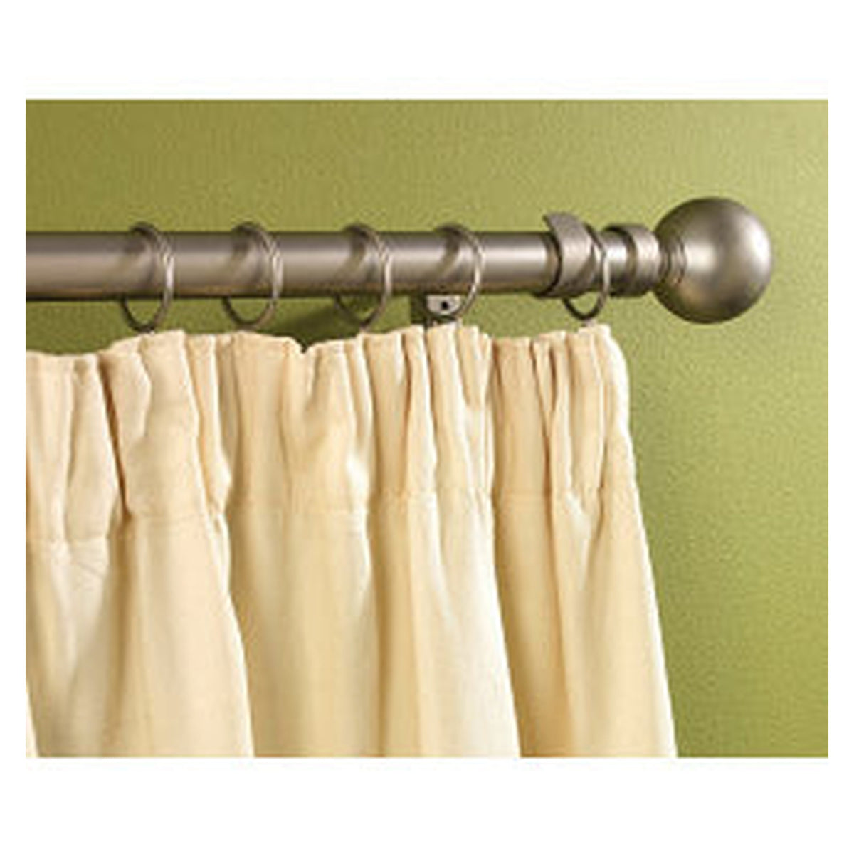 Woodside silver metal extending curtain pole with rings and ball finials