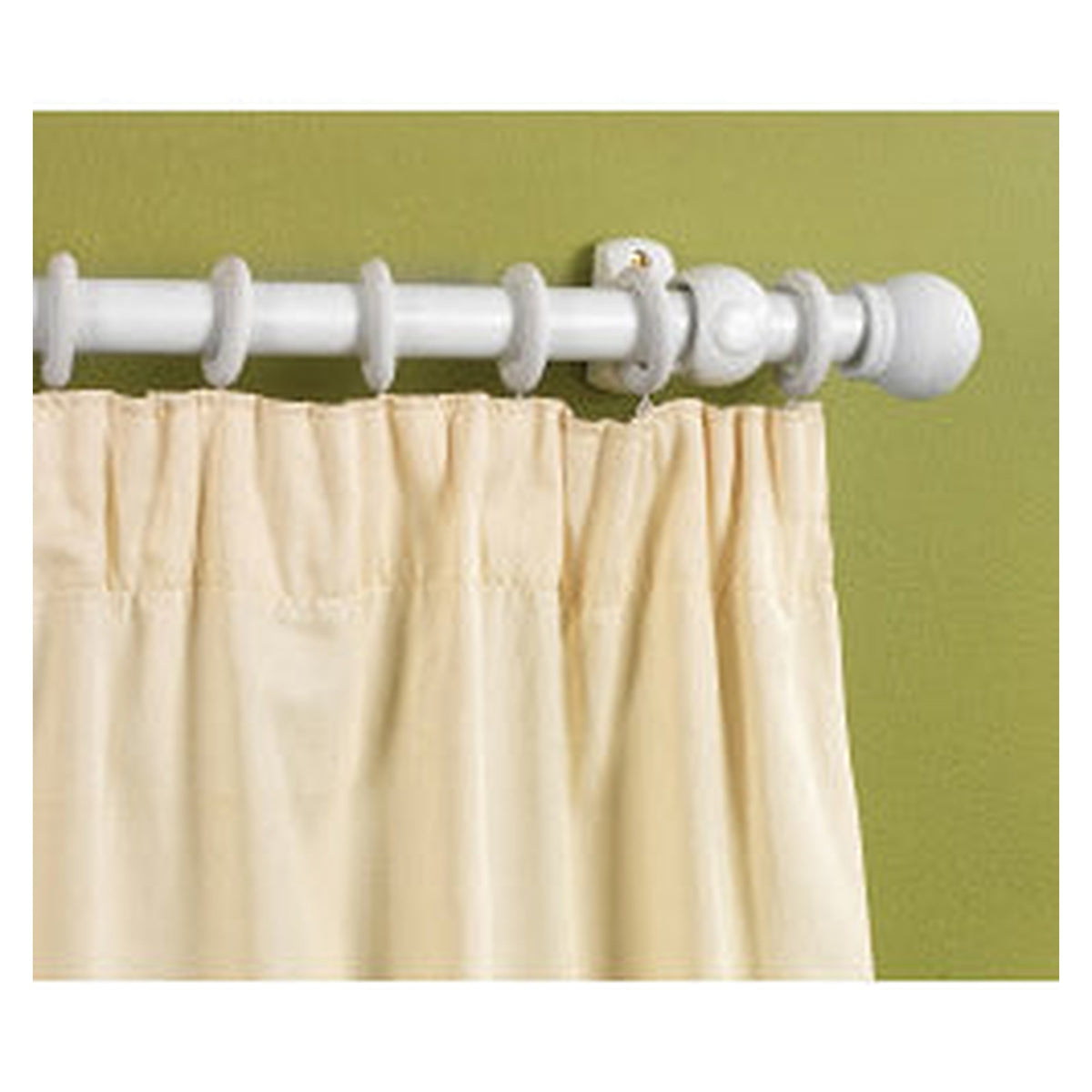 Woodside white wooden curtain pole 150cm with rings and finials