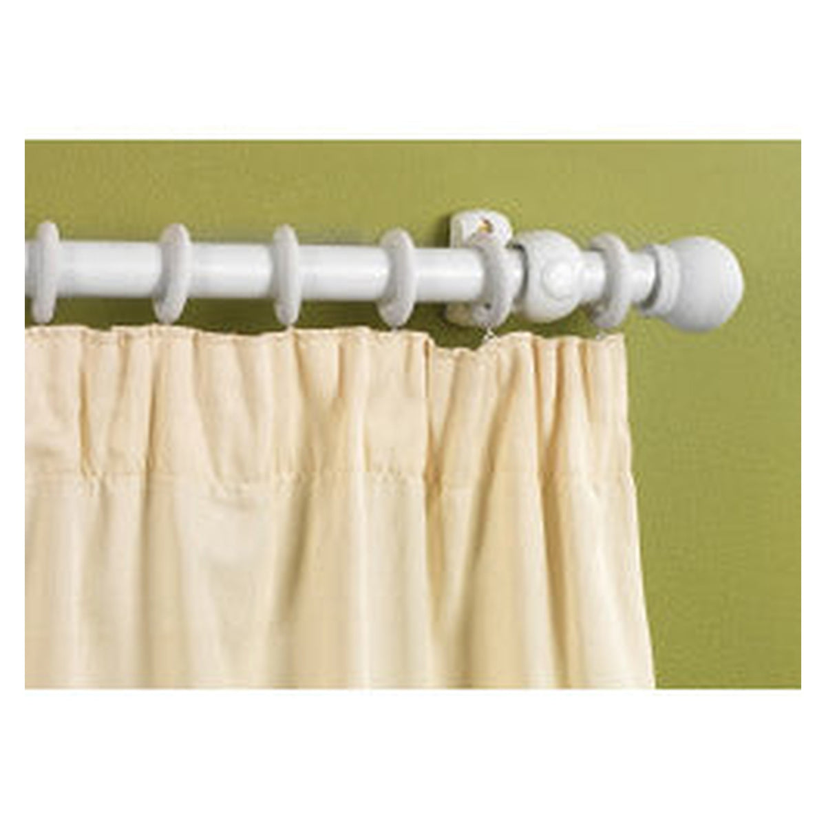 Woodside white wooden curtain pole 240cm with rings and finials