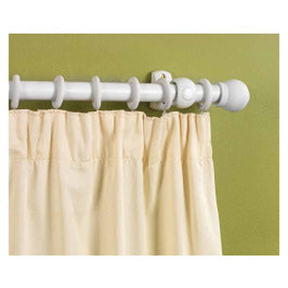 Woodside white wooden curtain pole 300cm with 30 rings