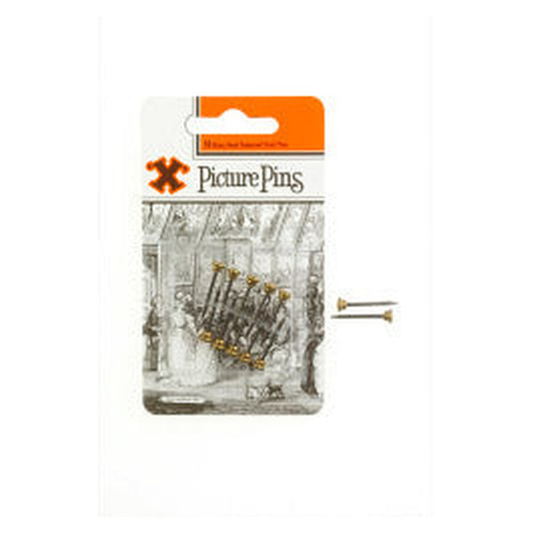 Blister pack of brass headed pins with blued shanks