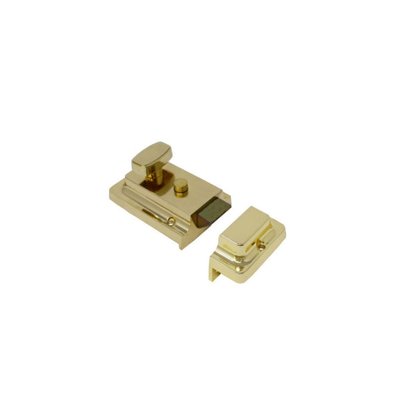 Yale polished brass nightlatch with rim cylinder