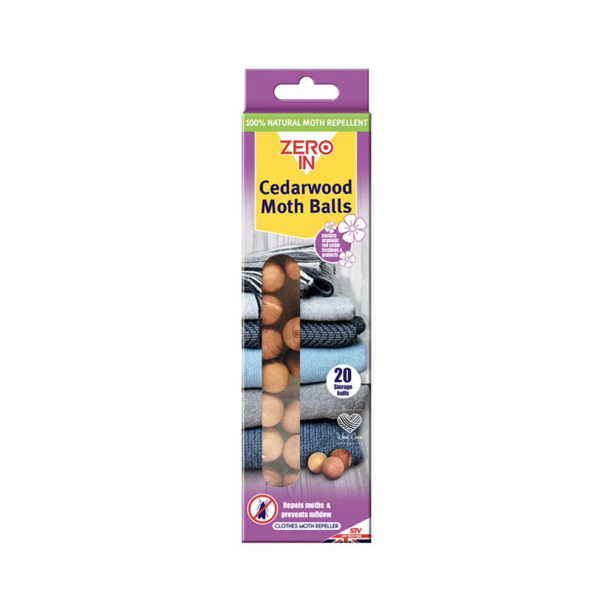 Pack of 20 Zero In cedarwood clothes moth repeller balls