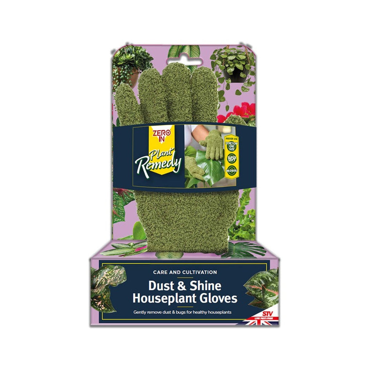 Zero In Dust and Shine microfibre houseplant gloves