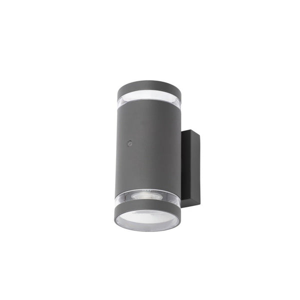 Zinc Lens grey 2 light wall light with photocell