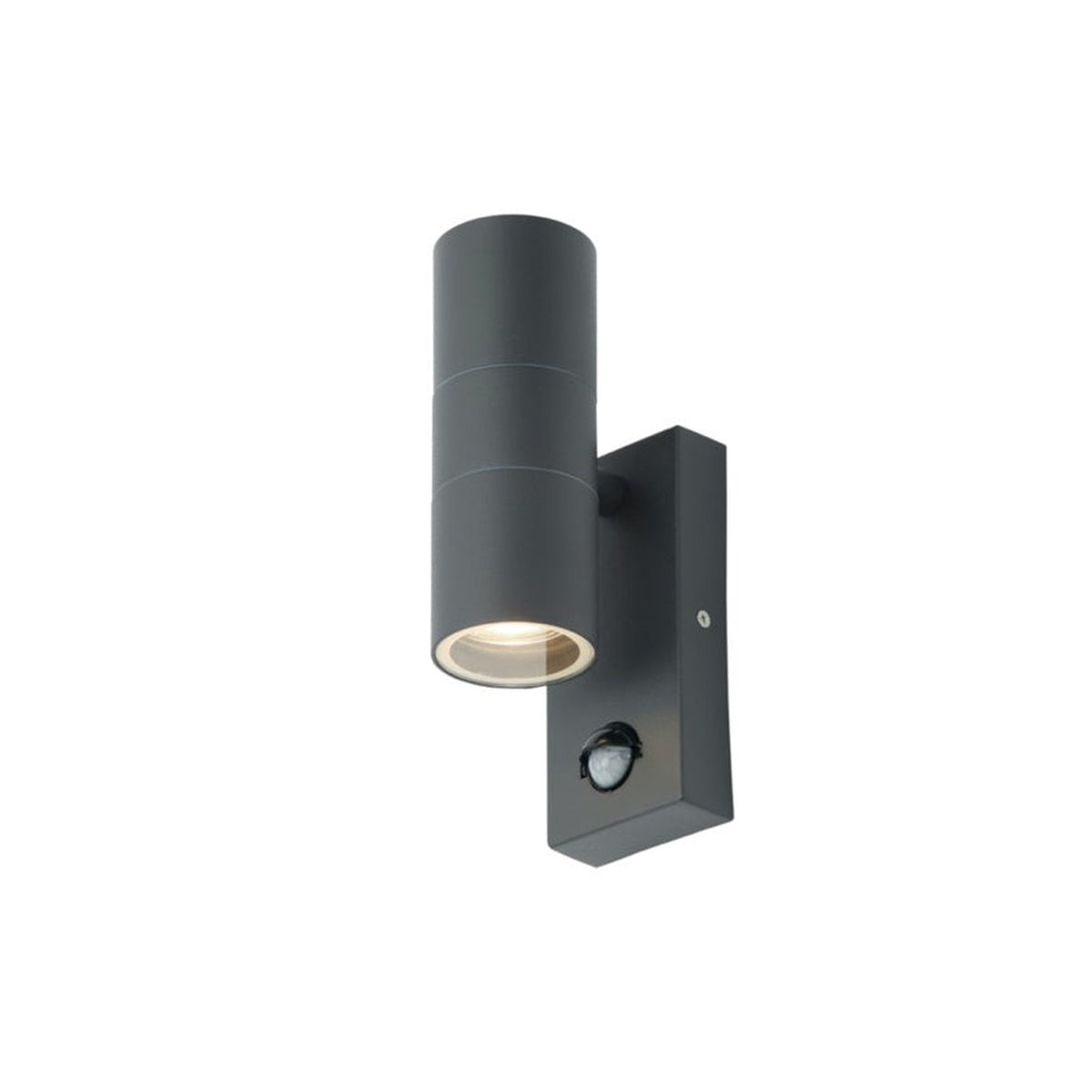 Zinc Leto 2 light anthracite outdoor wall light with PIR