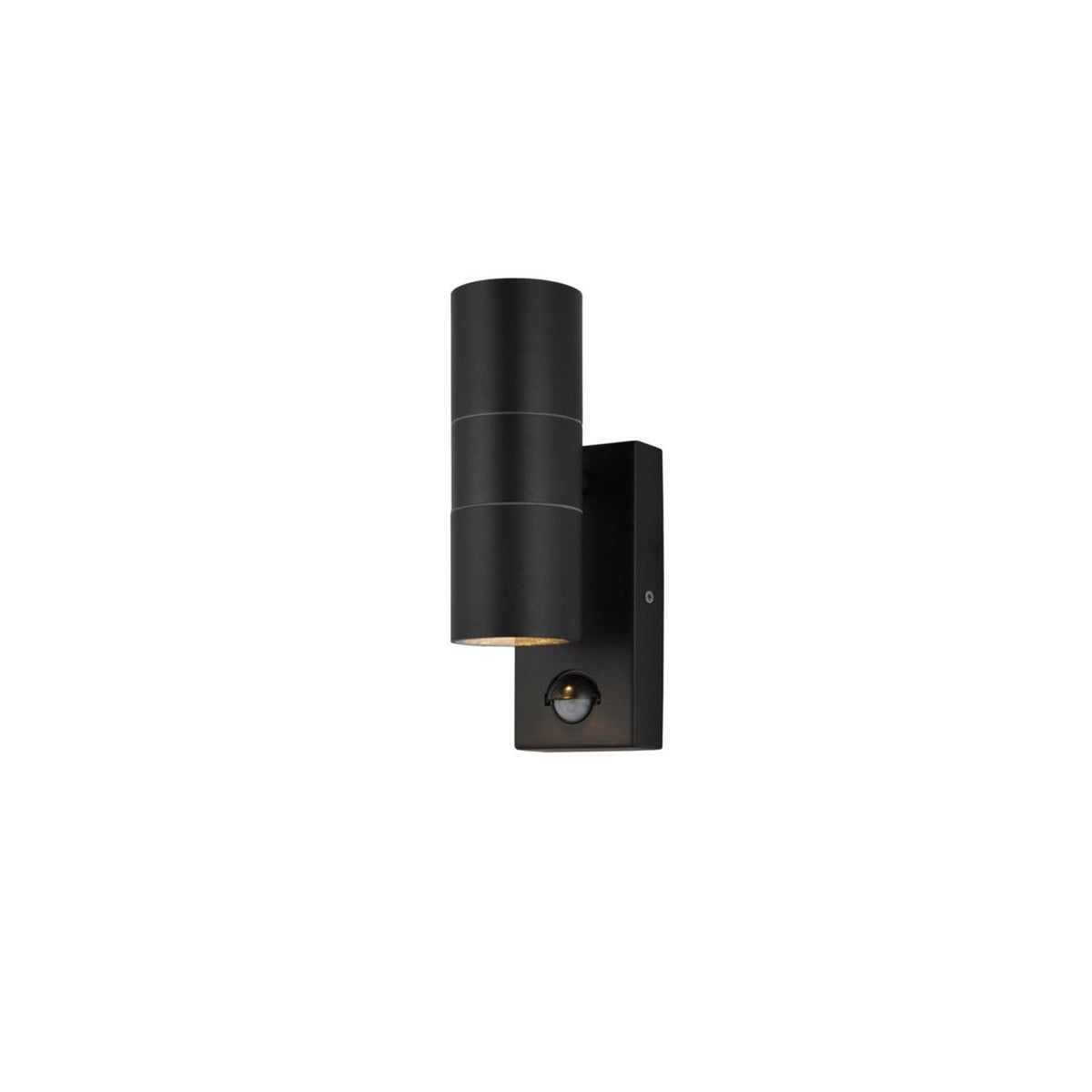 Zinc Leto black outdoor 2 light PIR post light
