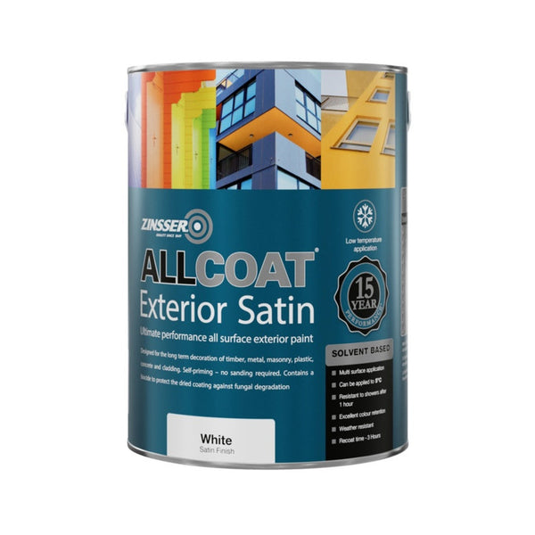Zinsser Allcoat Exterior Solvent Based Satin White 5L tin
