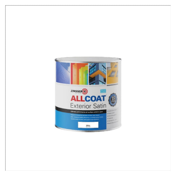Zinsser Allcoat Exterior Water Based Satin White 1L tin