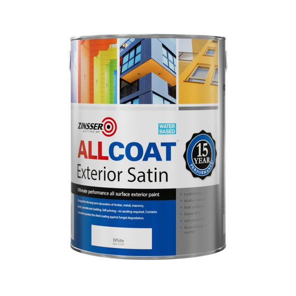 Zinsser Allcoat Exterior Water Based Satin White 2.5L tin