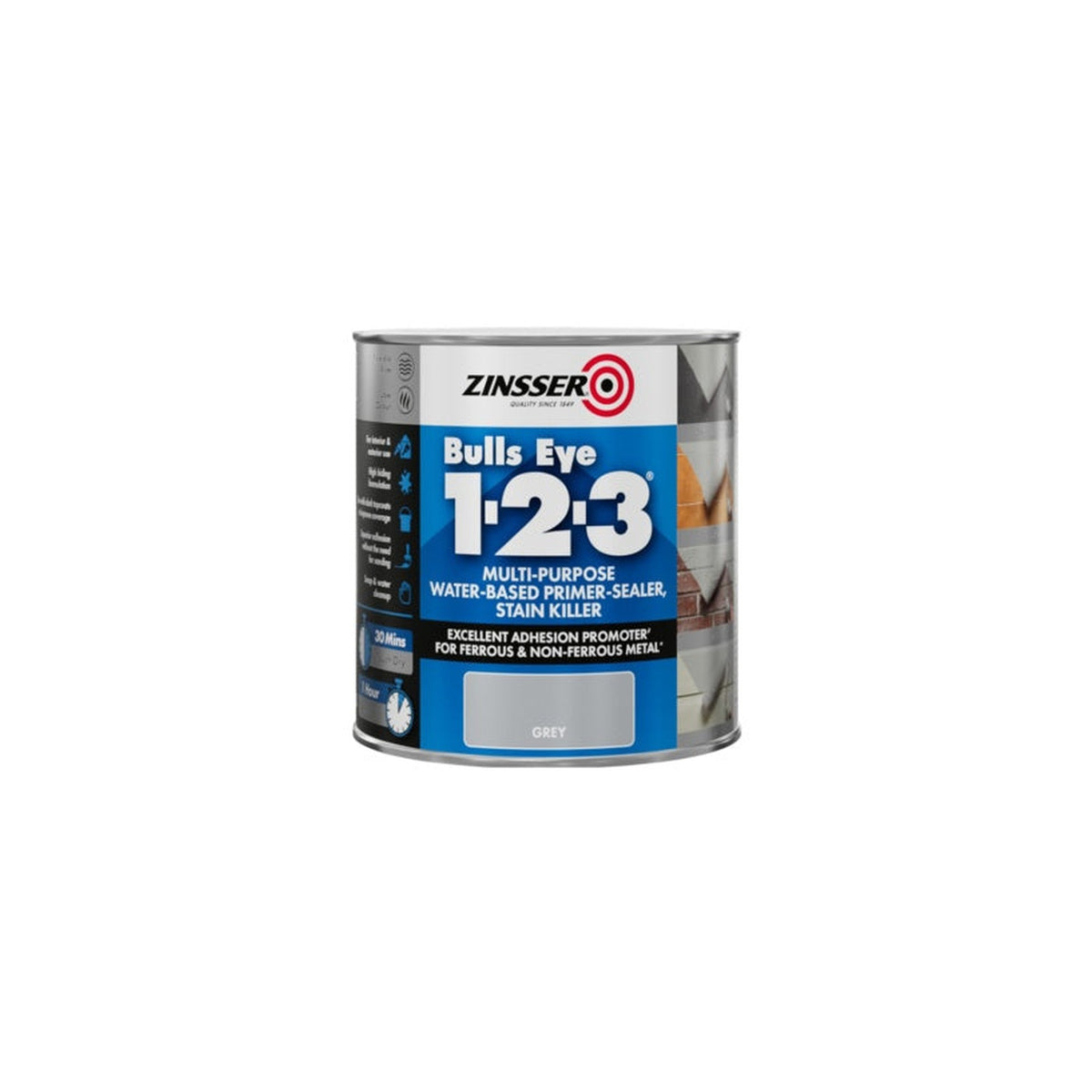 Zinsser Bullseye 1-2-3 grey water based primer 1L