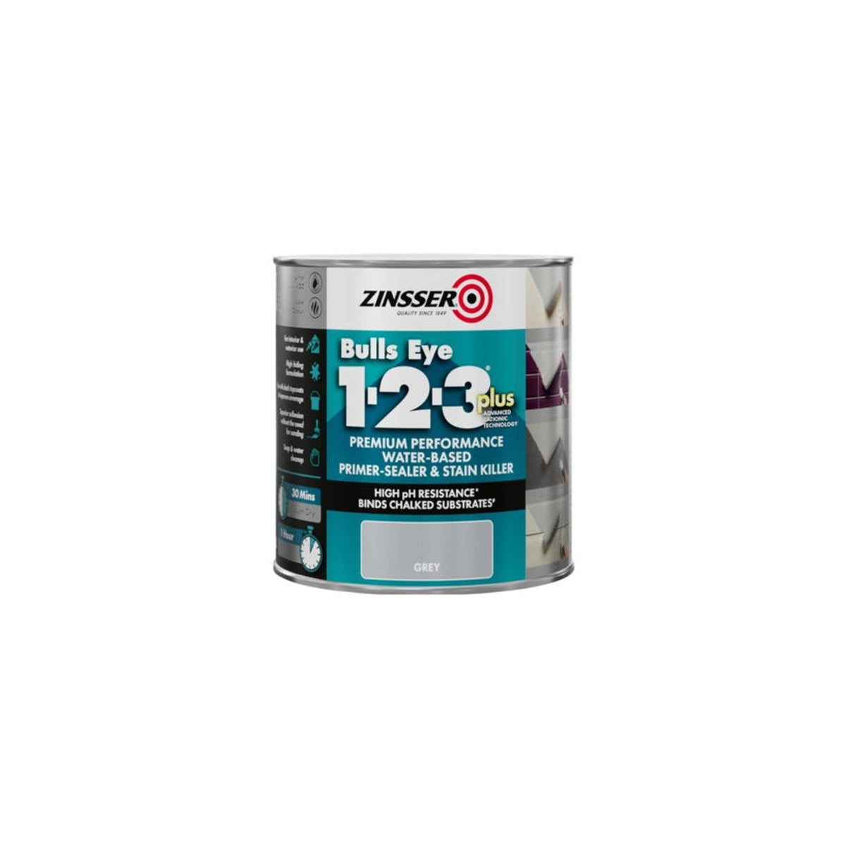 Zinsser Bullseye 1-2-3 Plus grey primer 1L
