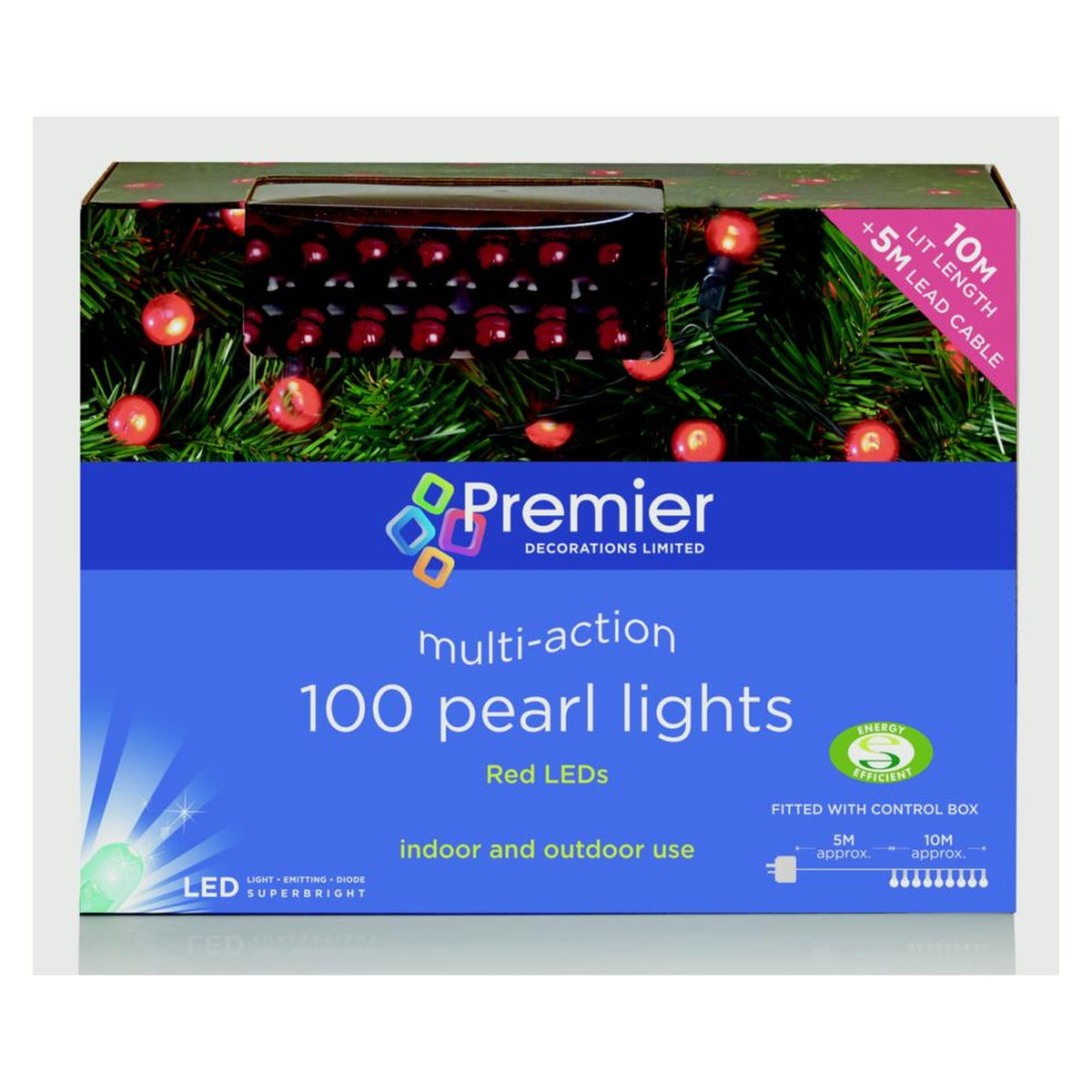 100 Multi Action Pearl Lights - Red LEDs