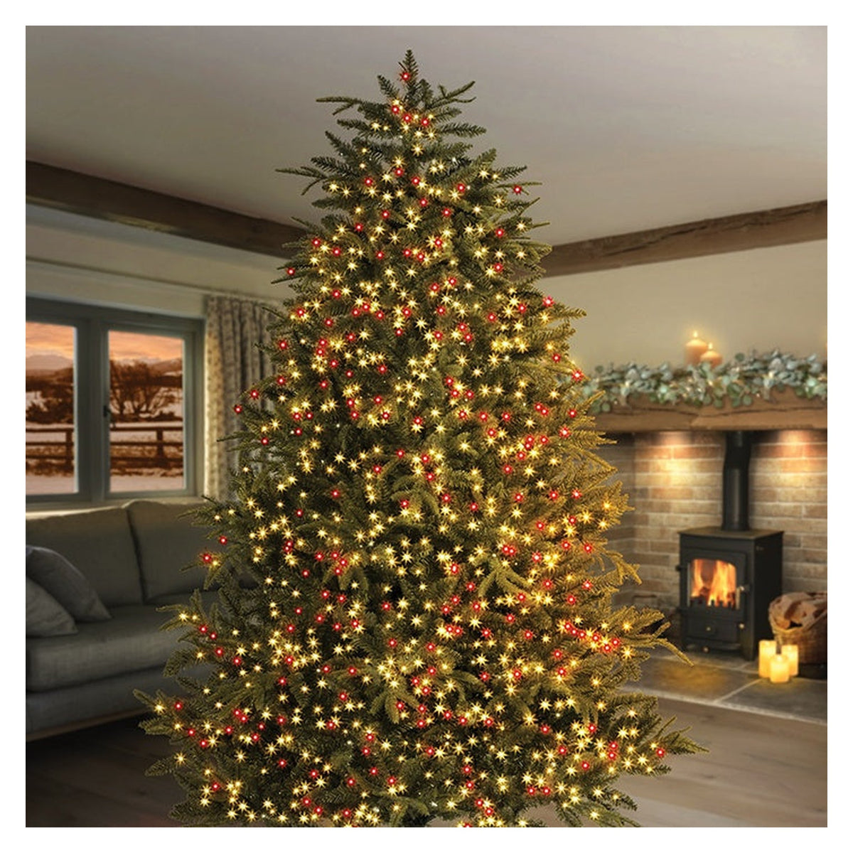 1000 LED Multi Action Treebrights - Red/Warm White - Green Cable, view 4