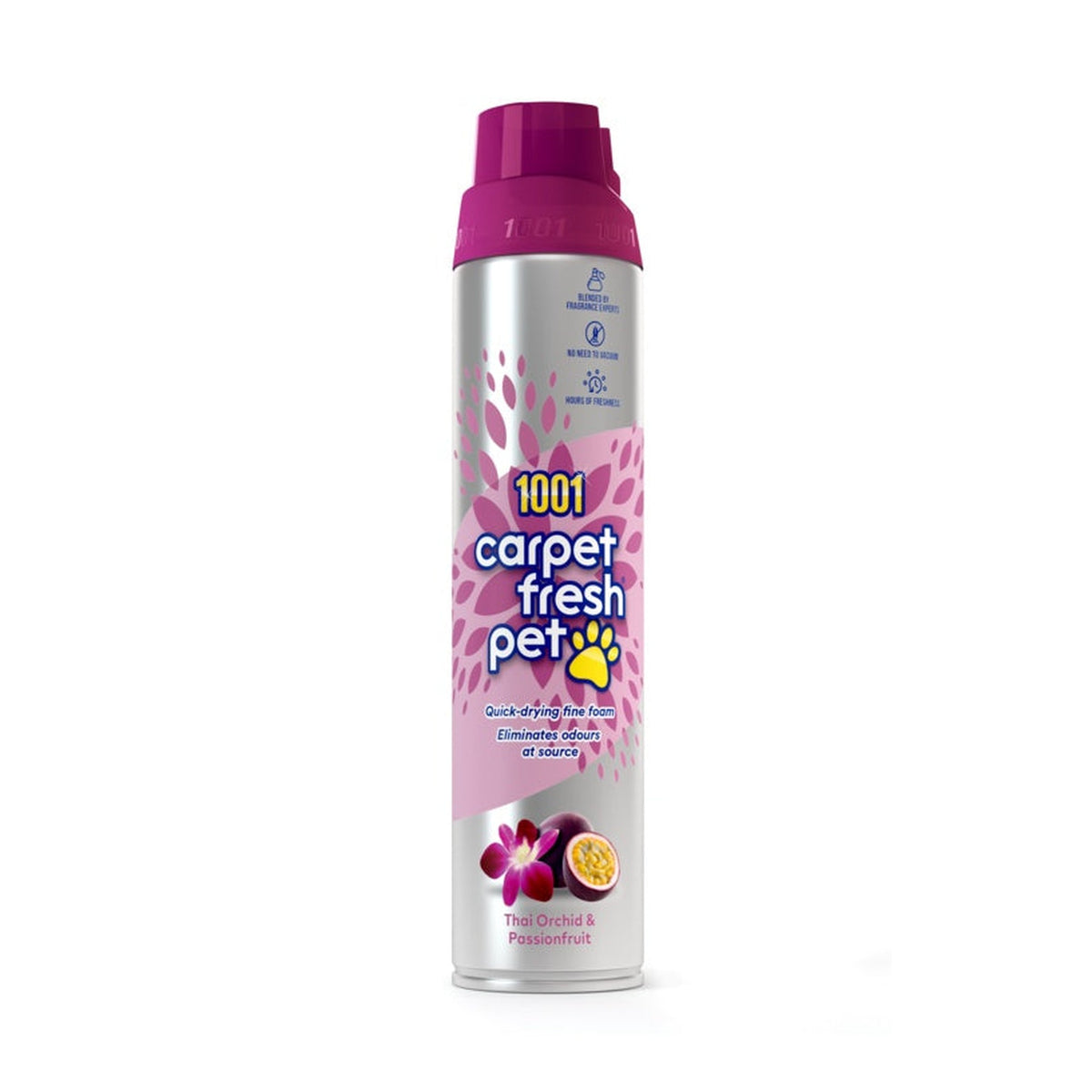 1001 Carpet Fresh Foam 300ml in Thai Orchid for pet odours
