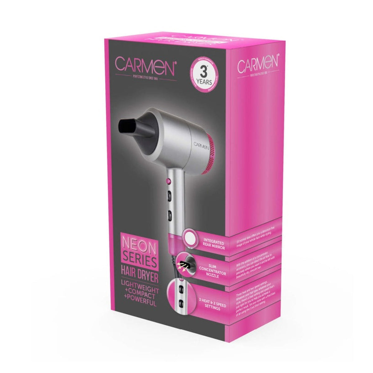 1800w Neon Professional Hair Dryer - Graphite & Pink, view 9
