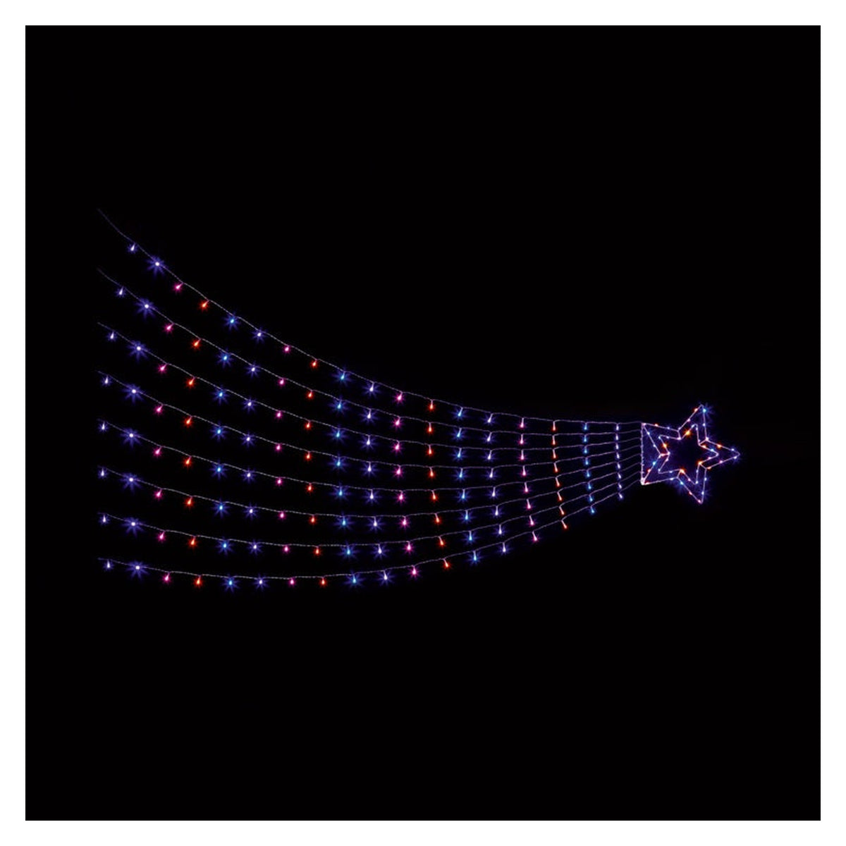 3m Multi Action Shooting Star With Timer - 320 LEDs Rainbow