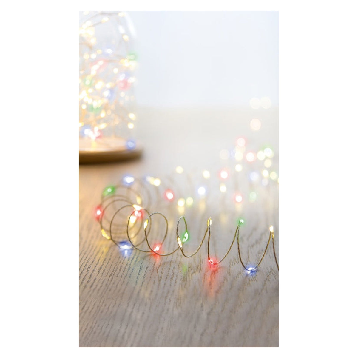 40 LED Indoor Ultrabrights With Timer - Multi Coloured /Silver Wire, view 3