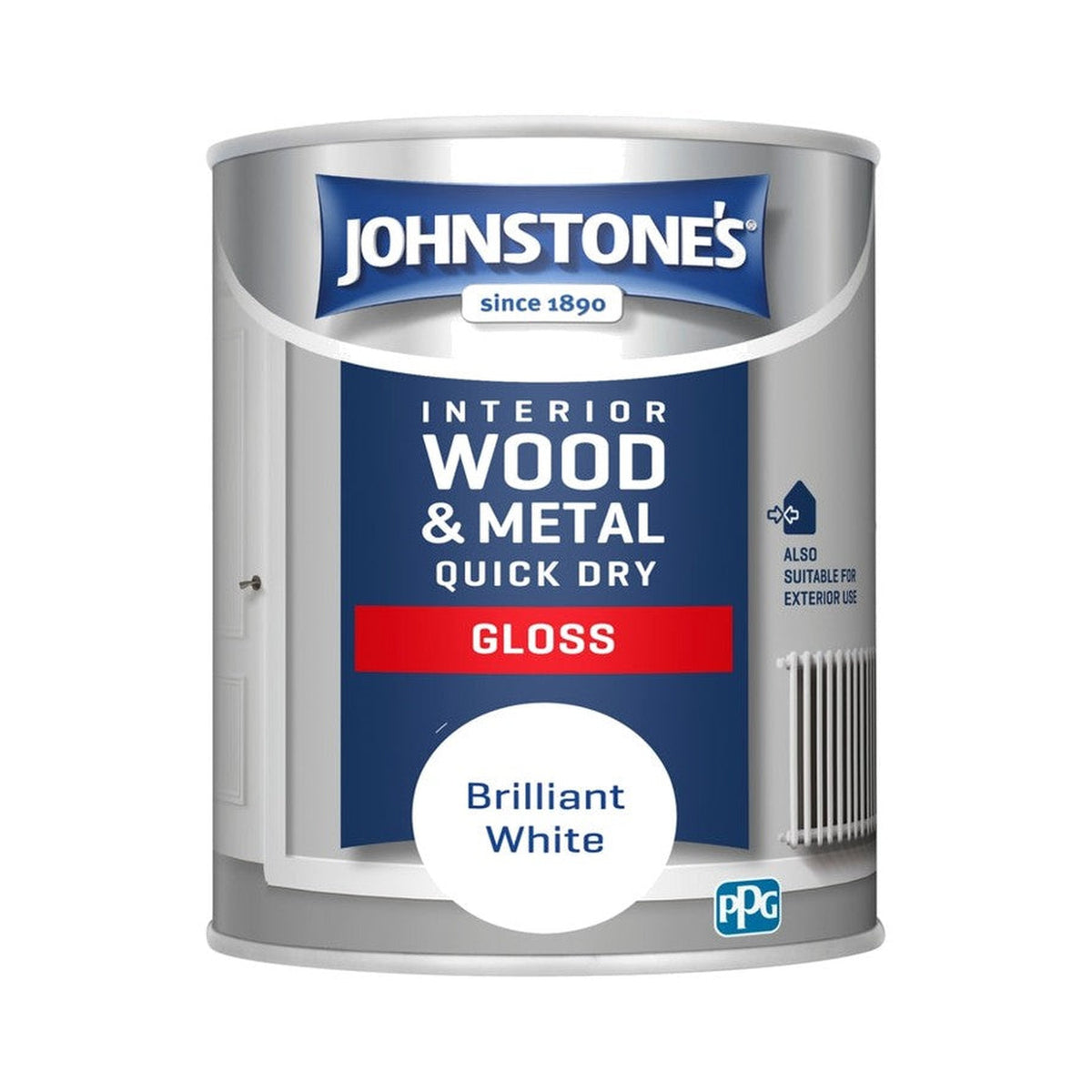 Johnstone's Quick Dry Gloss Paint, Brilliant White, 750ml