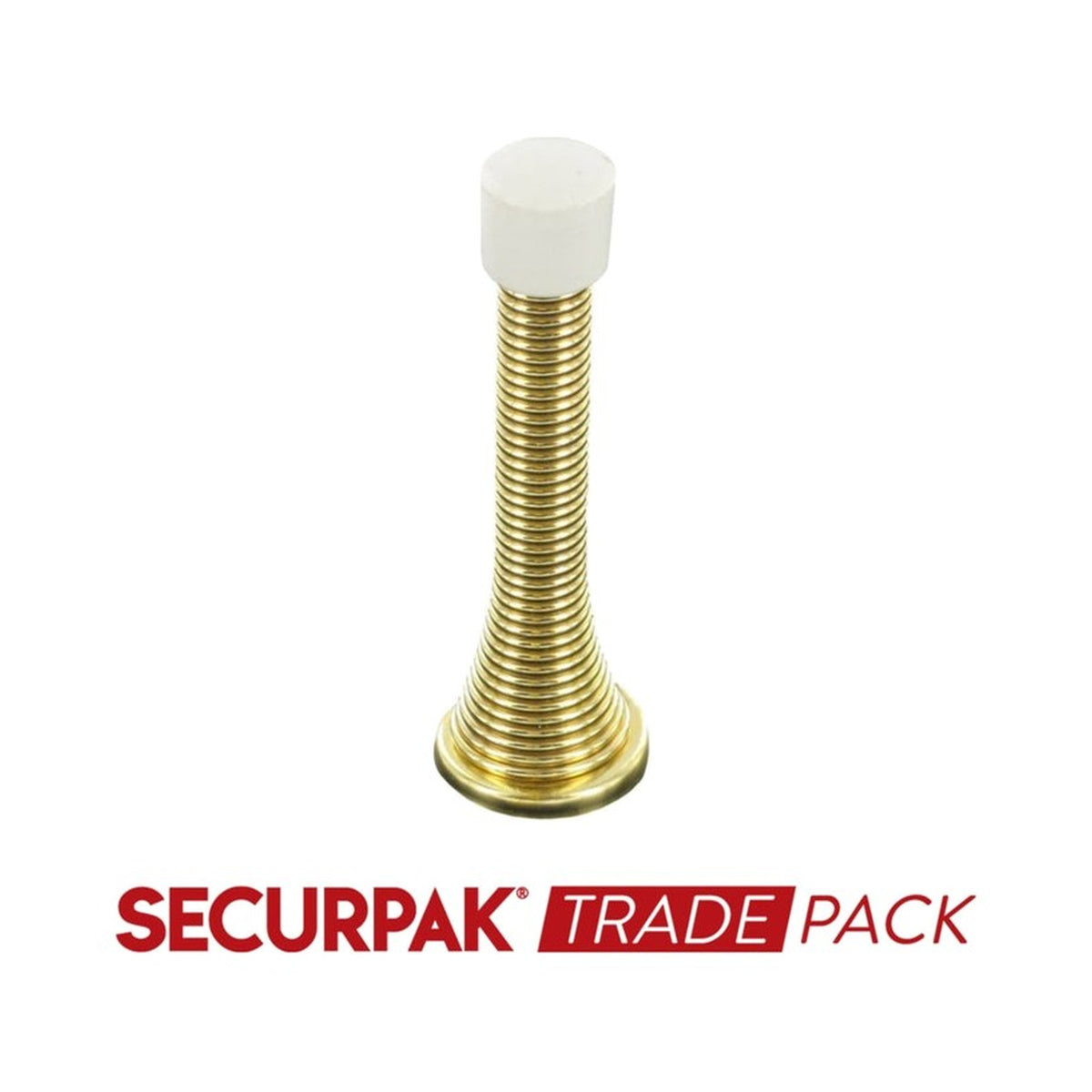Securpak Spring Door Stops, Brass Plated, 75mm, Pack of 10