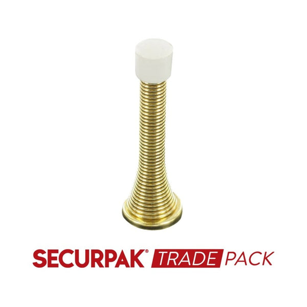 Securpak Spring Door Stops, Brass Plated, 75mm, Pack of 10