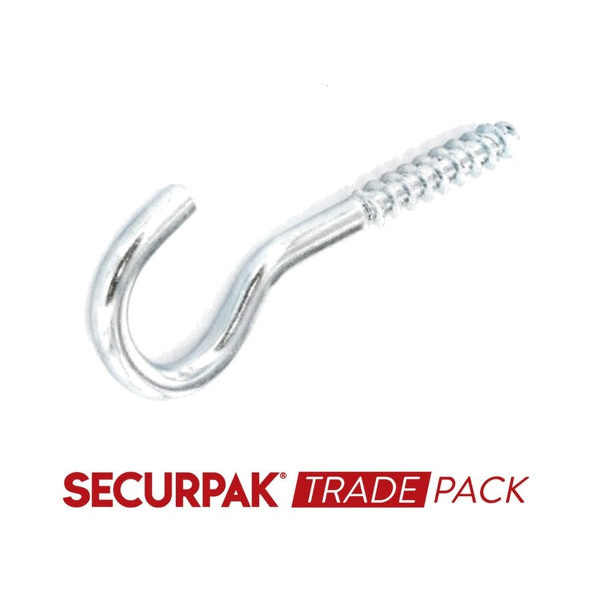 Securpak Screw Hooks, Zinc Plated, 60mm, Pack of 40