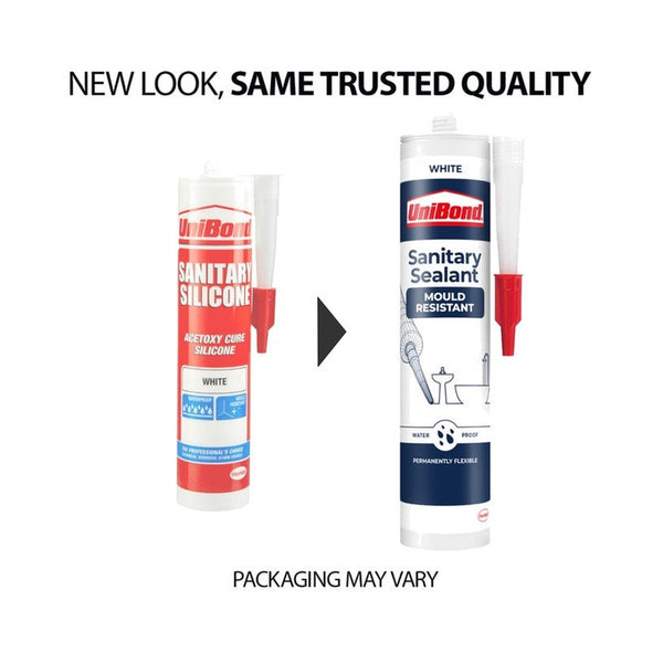 UniBond Sanitary Silicone Sealant, Anti-Mould, White, 280ml