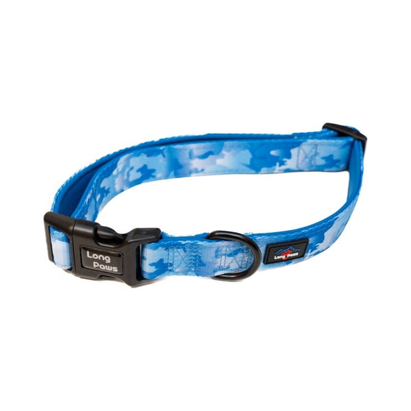 Long Paws Blue Camo Dog Collar, Large