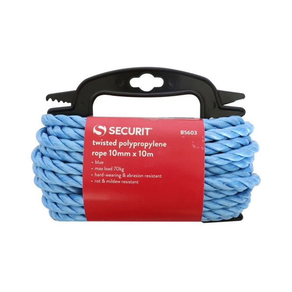Securit Twisted Polypropylene Rope, Blue, 10mm x 10m