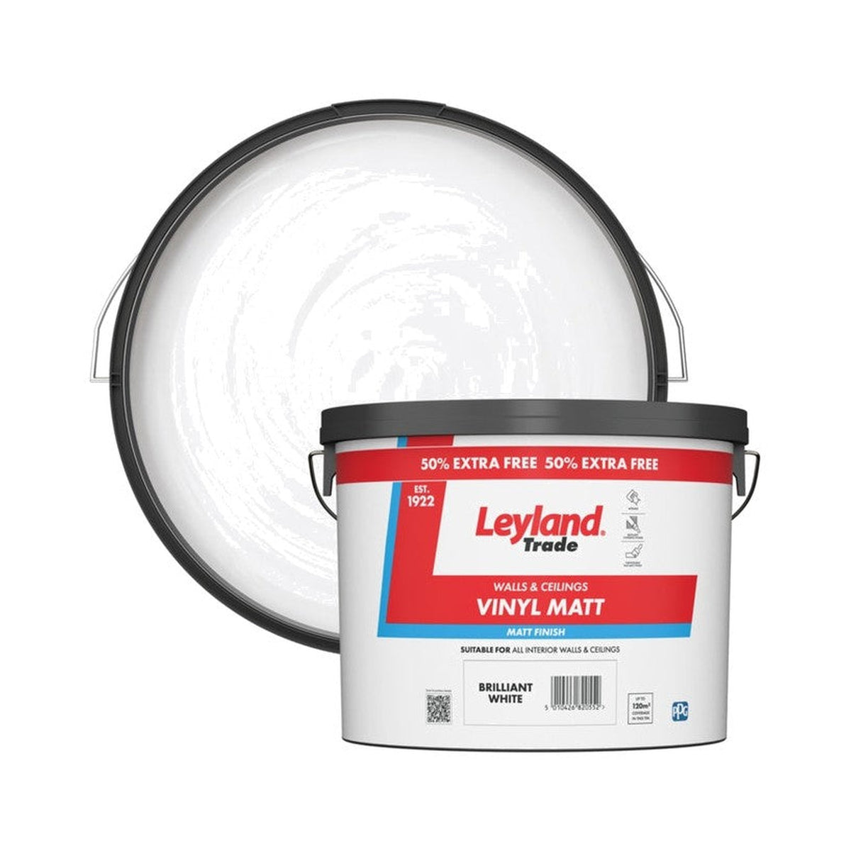 Leyland Trade Vinyl Matt Emulsion, Brilliant White, 7.5L
