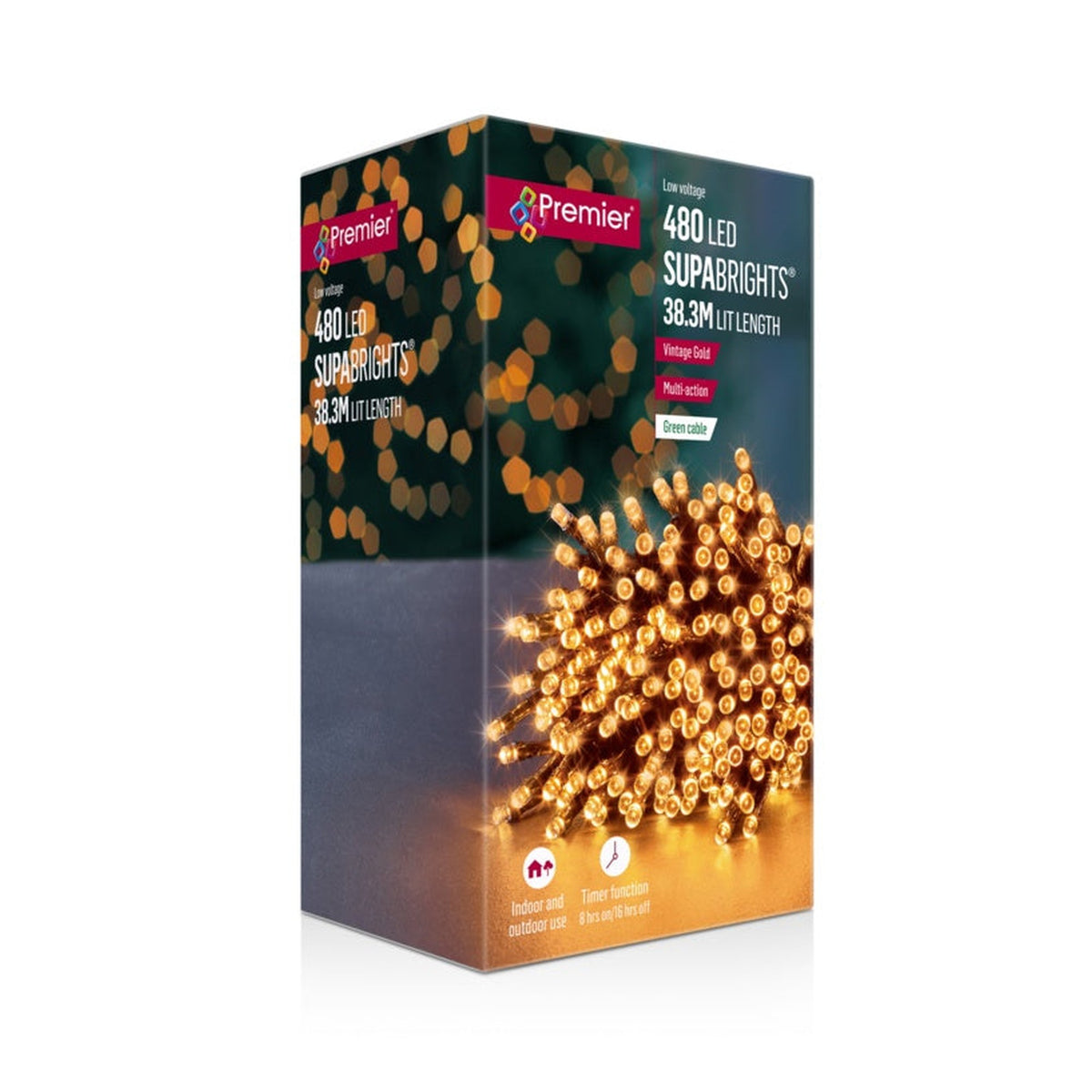 480 LED Multi Action Supabrights With Timer - Vintage Gold