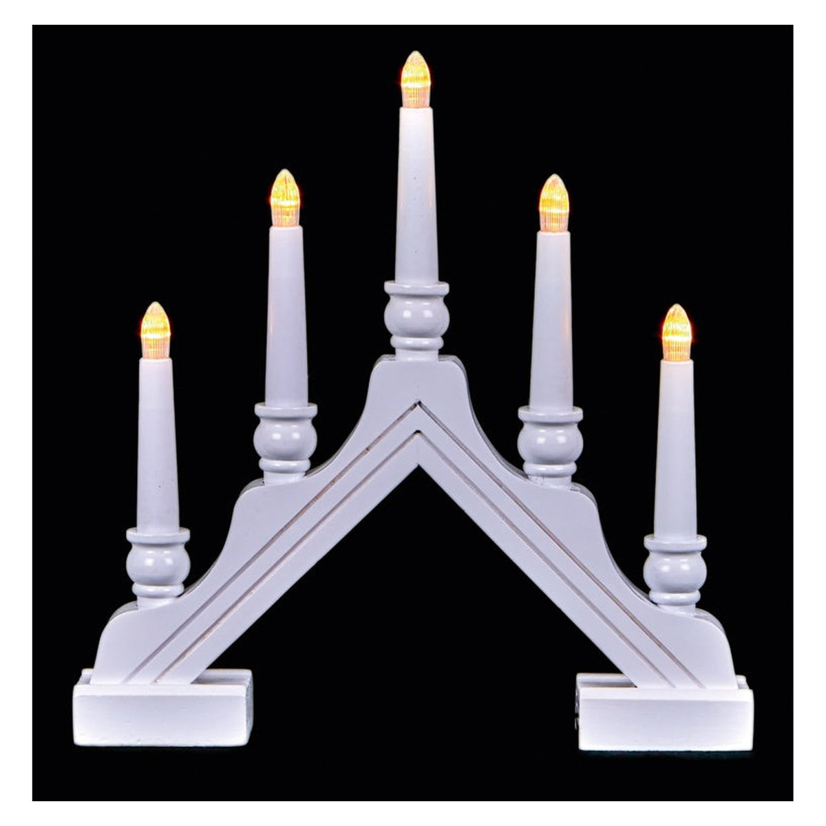 5 Light White Wood Candlebridge - 32cm