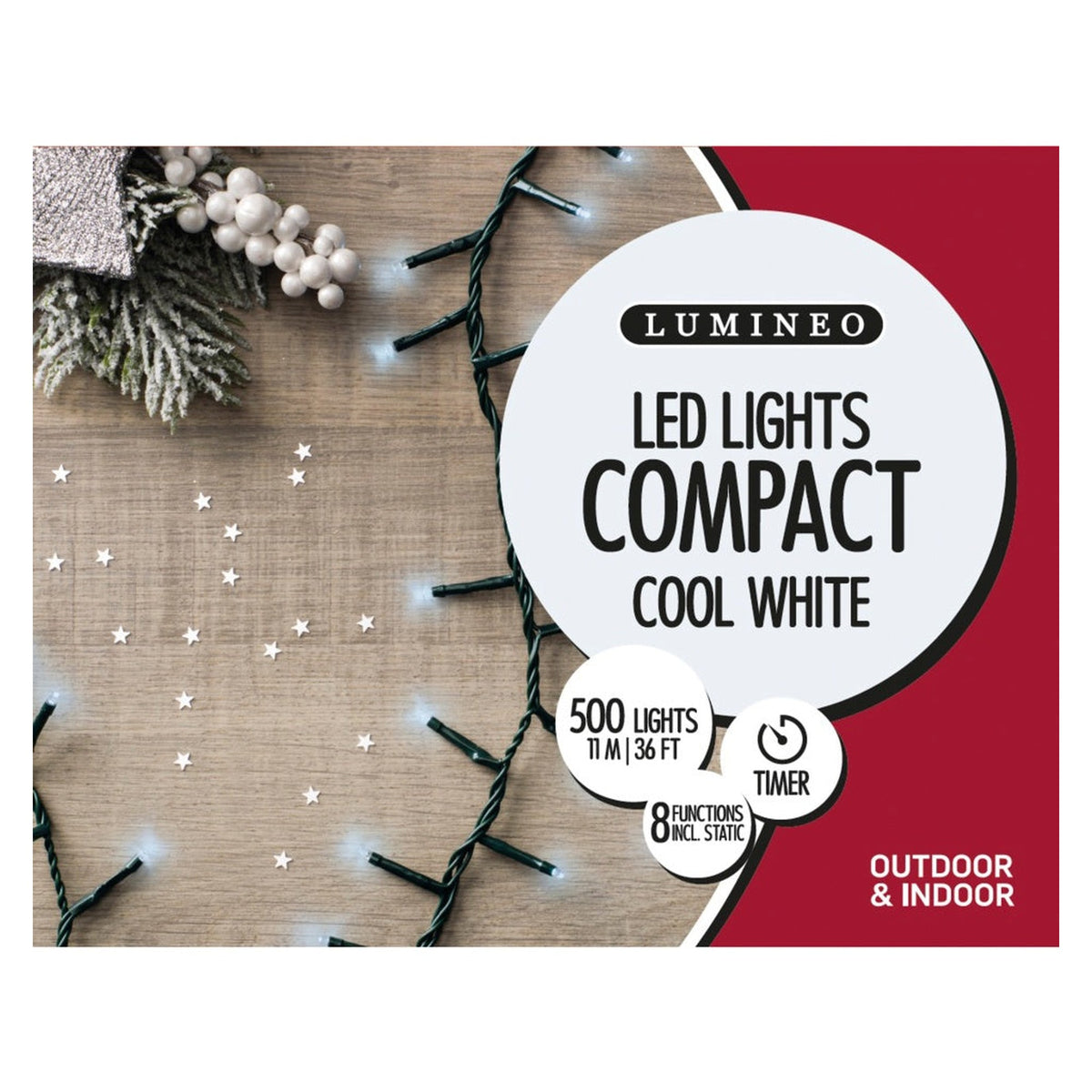 500 LED Compact Twinkle Lights - Cool White/Green, view 2