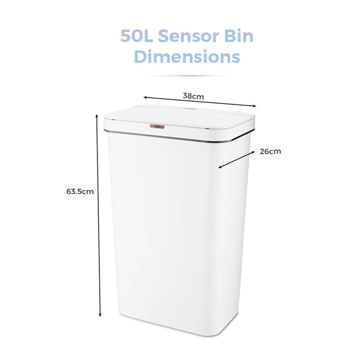 50L Rectangular Sensor Bin - White, view 10