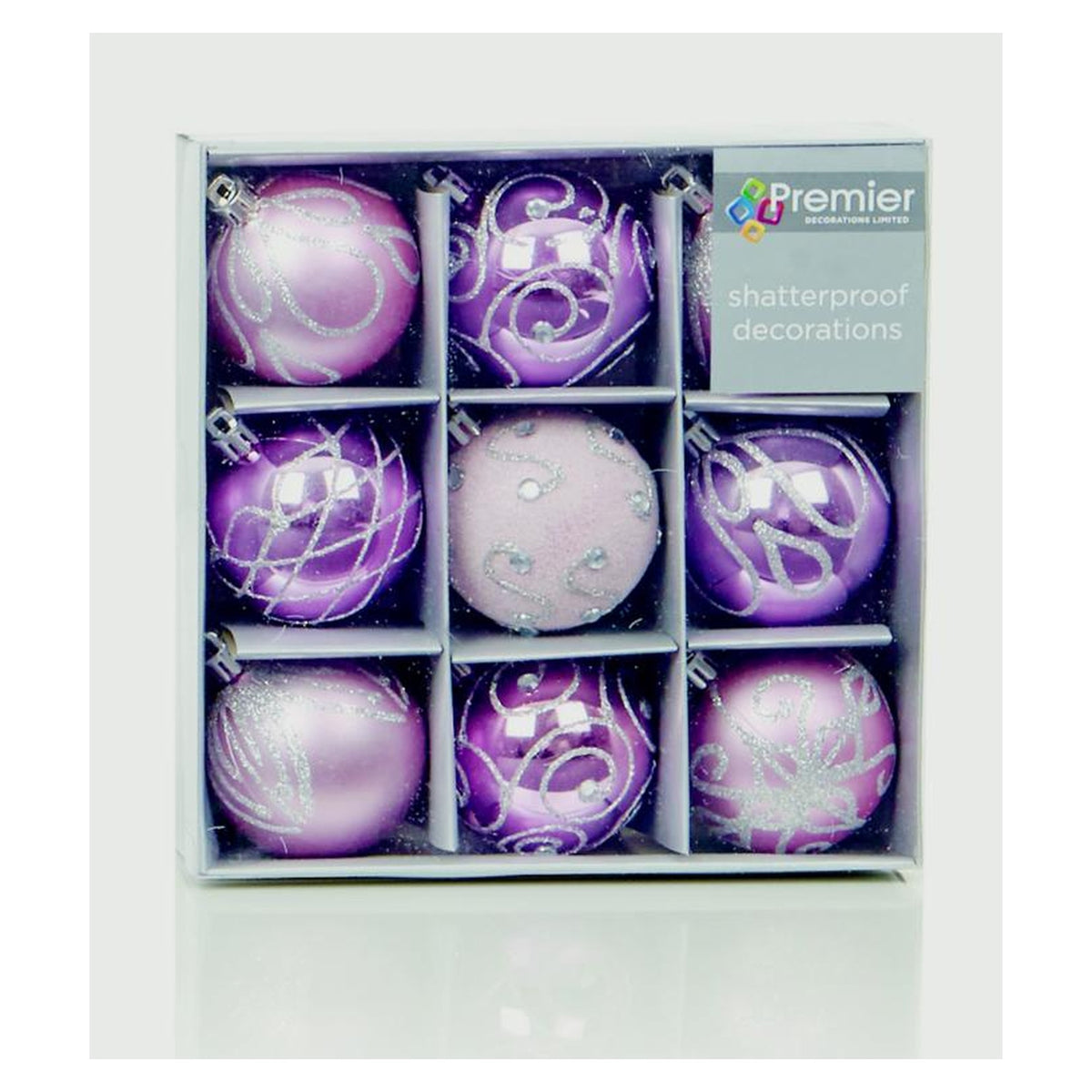 60mm  Decorated Balls Pack 9 - Pink