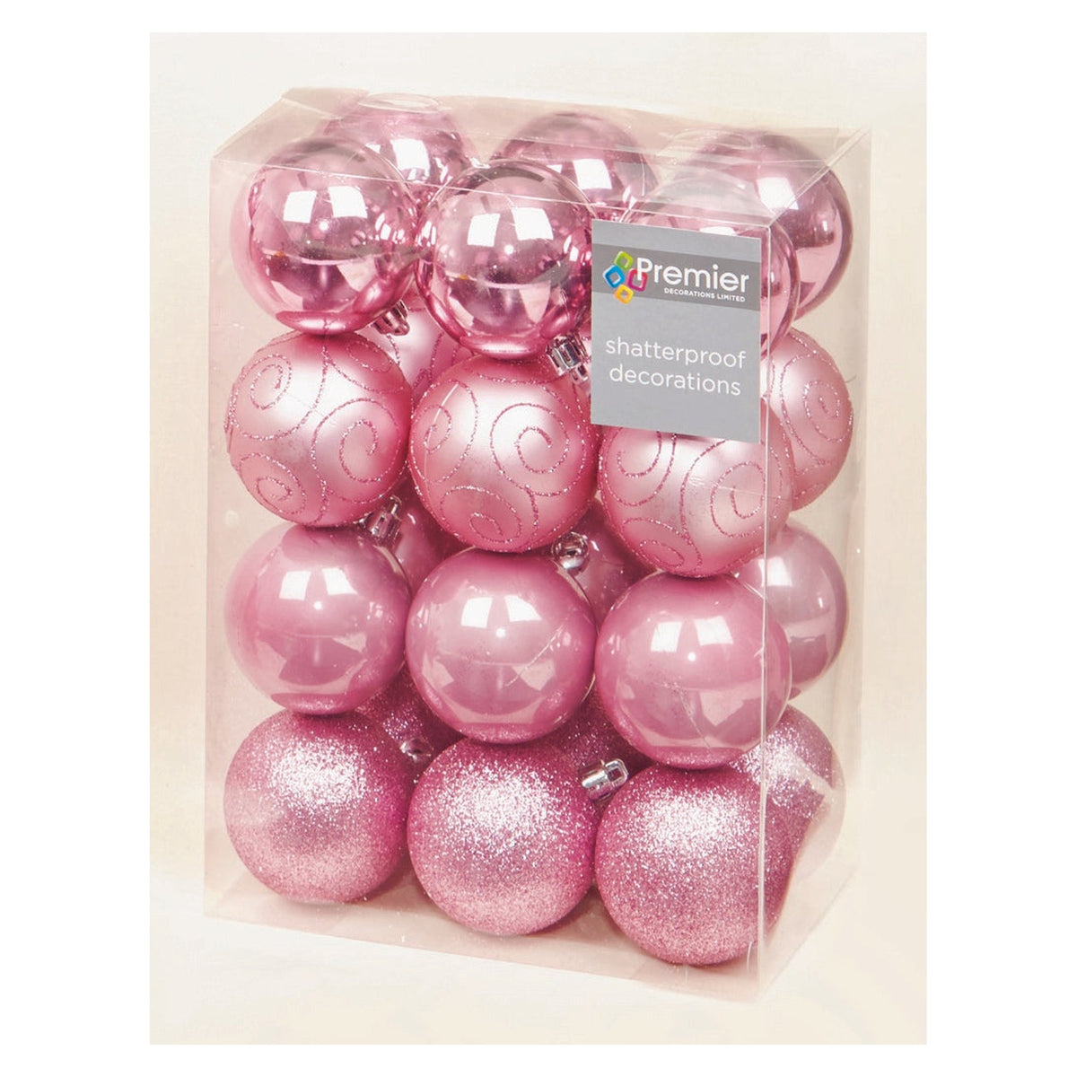 60mm Multi Finish Balls Pack 24 - Pink